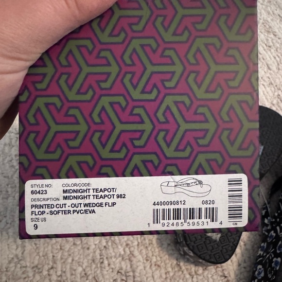 Tory Burch Cut-Out Wedge Flip Flop Black Sandal - Picture 4 of 4